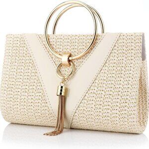 Summer Beach Straw Evening Bag Clutch Purse Handbag Shoulder 3-in-1